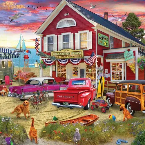 Trading Post Vibrant Scene Jigsaw Puzzle – 1000-Piece Scenic Challenge