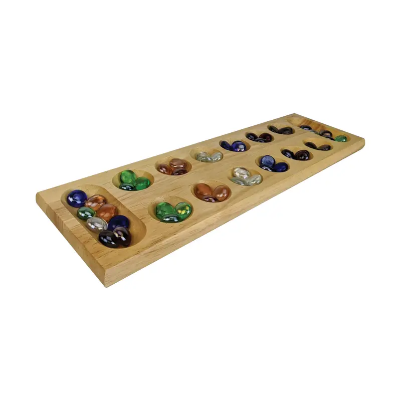 Traditional Mancala Game – Handcrafted Solid Wood Board