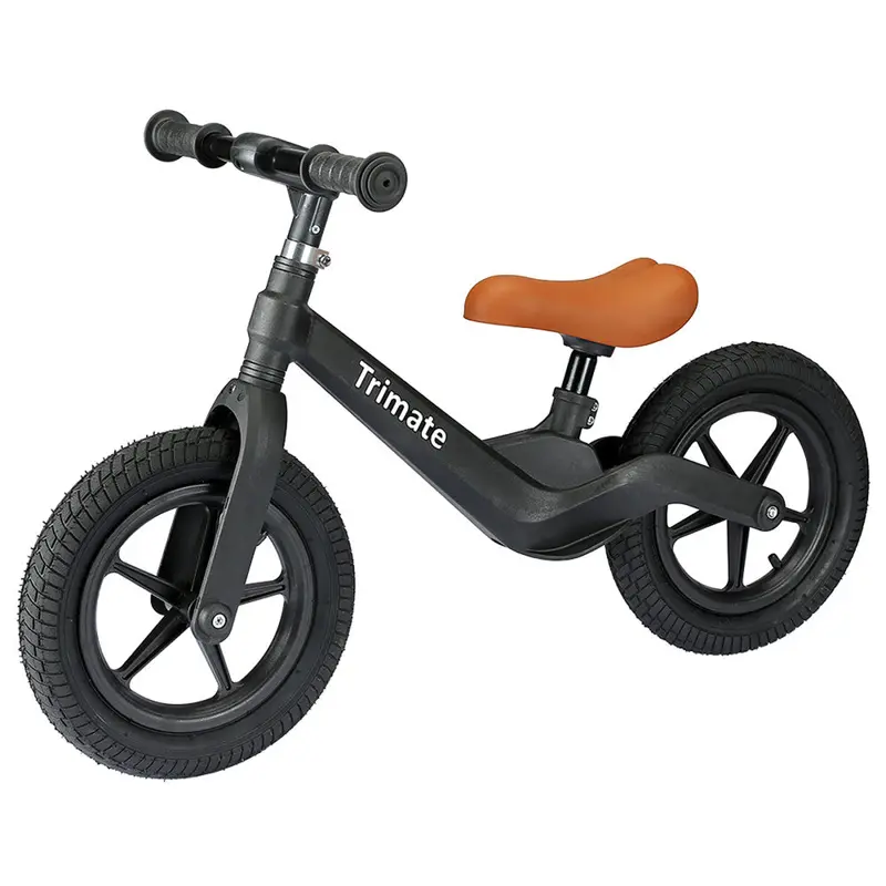 Trimate 12-Inch Balance Bike for Kids – No-Pedal Toddler Sport Bike in Black (Ages 3–5)