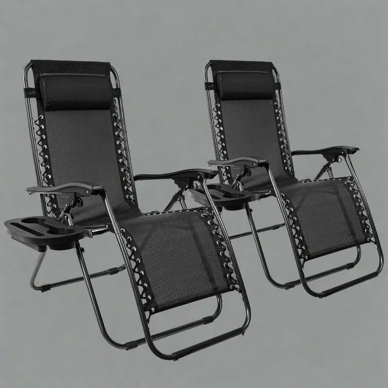 Twin Zero Gravity Patio Chairs – Adjustable Outdoor Recliners with Foldable Aluminum Frames