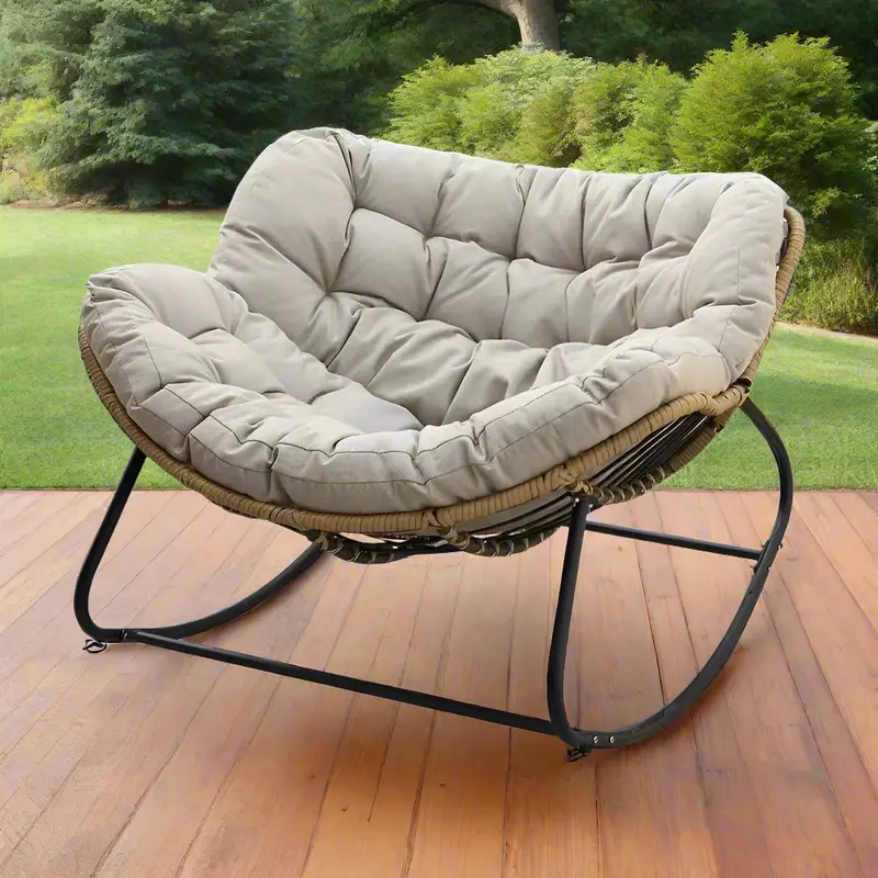 Two-Person Outdoor Rocking Chair – Cushioned Patio Lounge Seat for Indoor or Backyard Relaxation