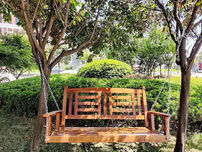 Two-Person Wooden Patio Swing – Sturdy Outdoor Seating for Backyard Relaxation (827216)