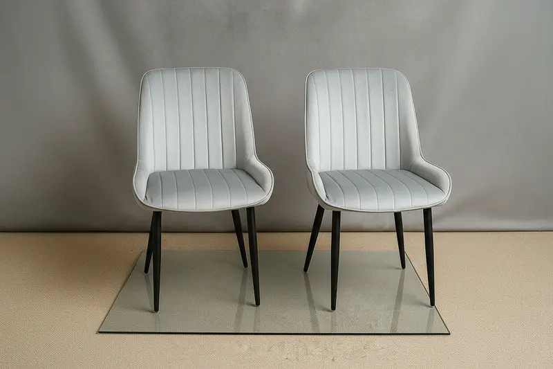 Two-Seat Flannelette Dining Chairs with Lacquered Iron Legs – Compact 20.5″ x 22.8″ x 35.4″ Design (DA2758)