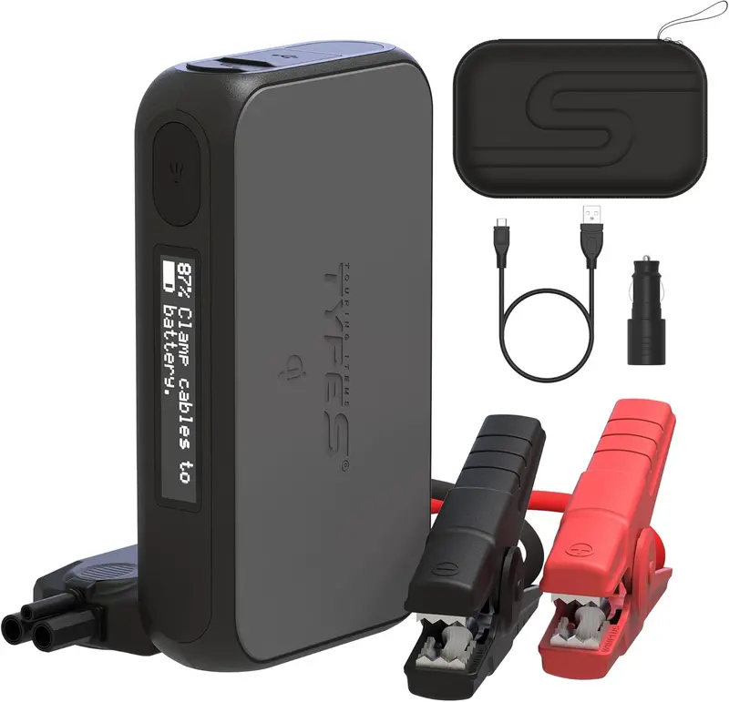Type S Dynamic D10+ 1000A Portable Jump Starter – UL-Certified 12V Booster with Qi Charging & Flashlight