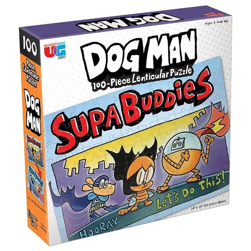 University Games Dog Man Supa Buddies Lenticular Puzzle – 100-Piece 2-in-1 Visual Puzzle