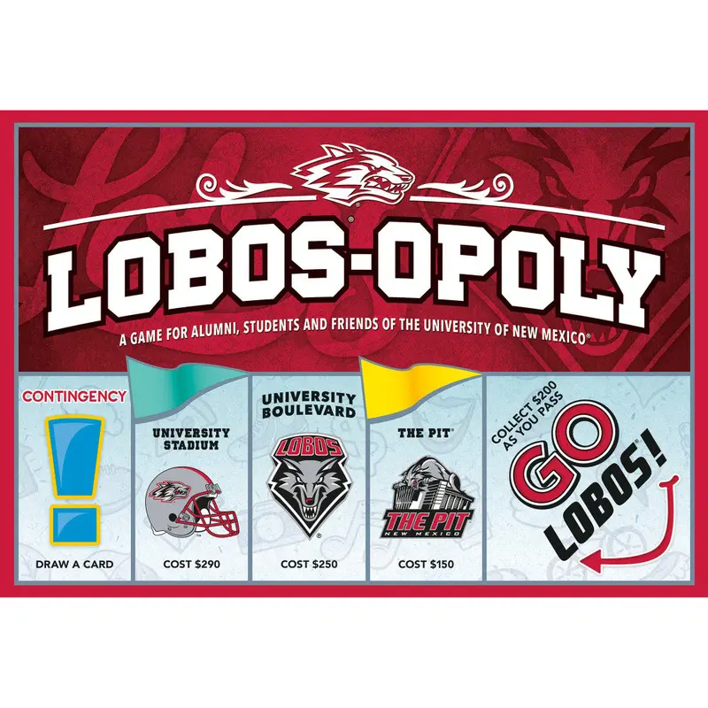 UNM Lobos-Opoly – University of New Mexico Themed Board Game for Ages 8 and Up