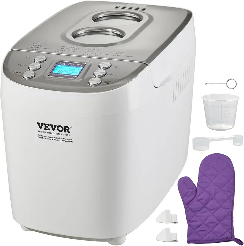 VEVOR 3-Pound Automatic Bread Maker — 15-in-1 Programmable Features, Gluten-Free Mode & Ceramic Nonstick Pan