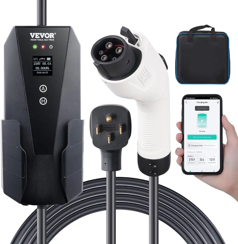 VEVOR 32A Level 2 Portable EV Charger – Open-Box Certified Unit for Home and Travel Charging