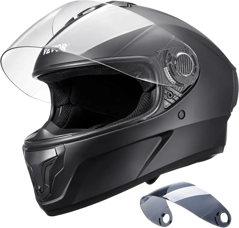 VEVOR DOT-Certified Full-Face Motorcycle Helmet — ABS Shell, Bluetooth-Compatible, Interchangeable Lens, Youth/Adult Size M