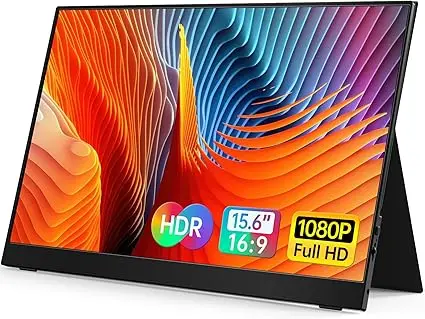 VILVA 15.6″ Portable Monitor – Full HD 1080P IPS Display with USB-C & HDMI, Integrated Speakers, and Protective Smart Cover