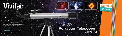Vivitar StarGazer 60x120mm Refractor Telescope Kit – Includes Tripod and Finder Scope