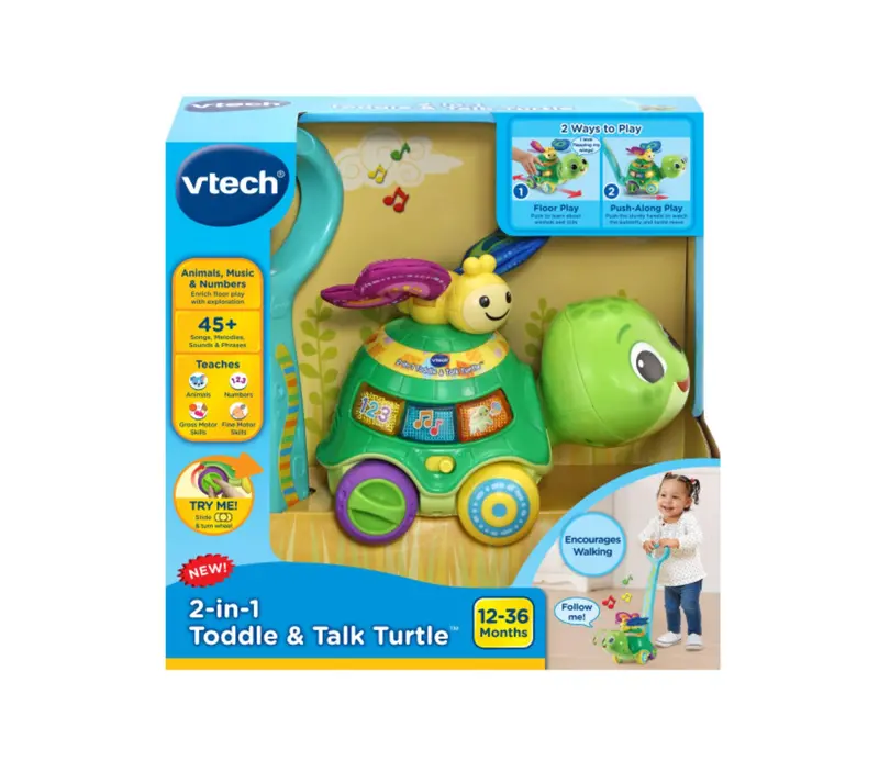 VTech Toddle and Talk Turtle – 2-in-1 Interactive Learning Toy for Toddlers
