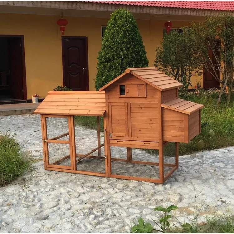 Walk-In Wooden Chicken Coop with Outdoor Run — Includes Nesting Boxes and Secure Enclosure