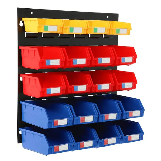 Wall-Mounted Garage Organizer Rack with 25 Detachable Bins – Hardware, Fastener & Small-Parts Storage System GLP1819
