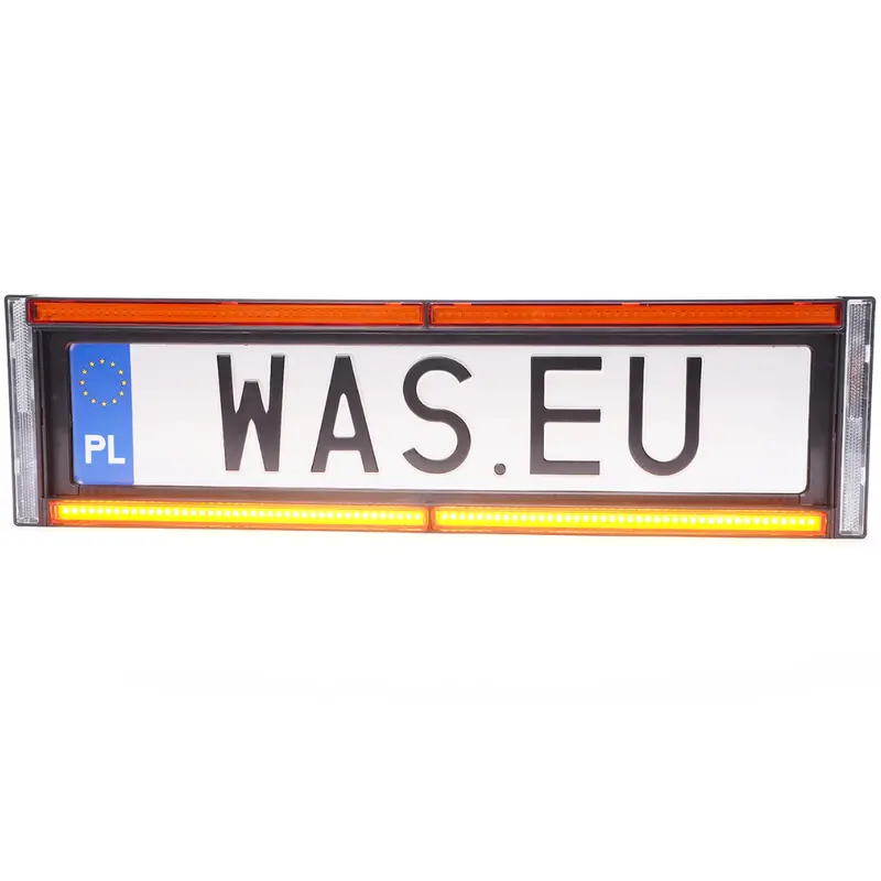 WAS W253 Front Number Plate Holder with Amber Strobe and Reflective Panel
