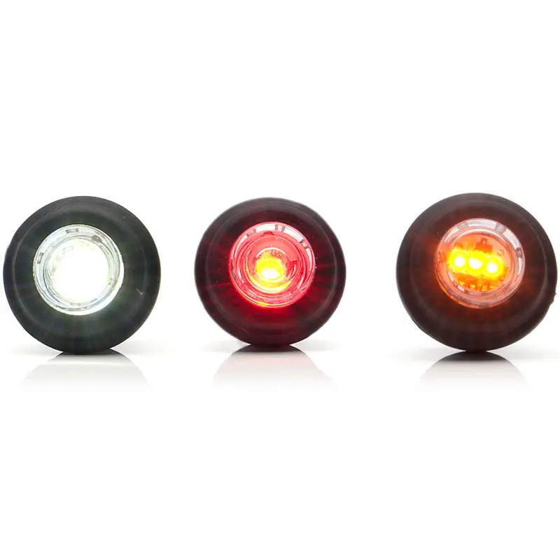 WAS W80 Round Push-In Marker Light – Button Mount with Flat Gasket