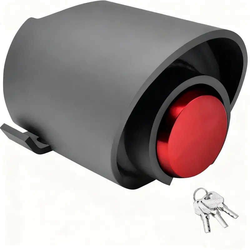 Weatherproof 2-5/16″ Trailer Coupler Lock – Heavy-Duty Carbon Steel Hitch Security Lock with Red Protective Shield (TCL02526V)