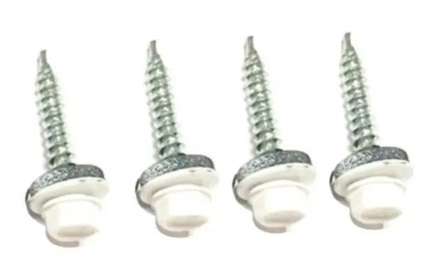 White Hex Washer Head Self-Tapping Screws with Neoprene Gasket – Weatherproof Roofing & Siding Fasteners (1″, 1.5″, 2″)