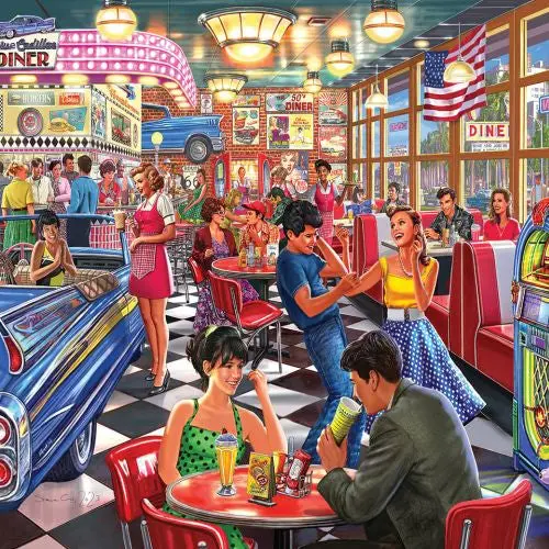 White Mountain Diner Retro Kitchen Jigsaw Puzzle – 500-Piece Americana Design