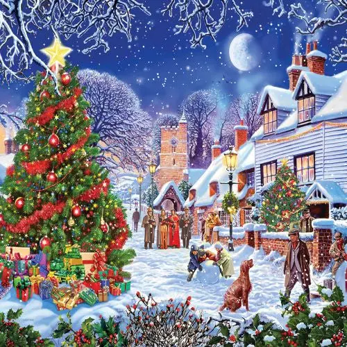 White Mountain Winter Village Jigsaw Puzzle – 1000-Piece Holiday Scene