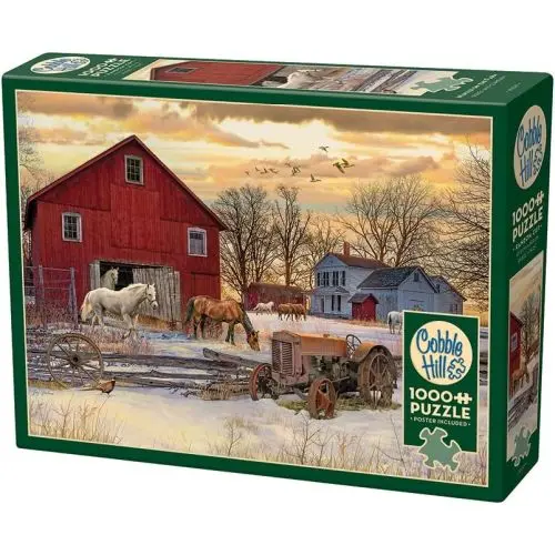 Winter on the Farm Jigsaw – 1000-Piece Cobble Hill Rustic Seasonal Puzzle