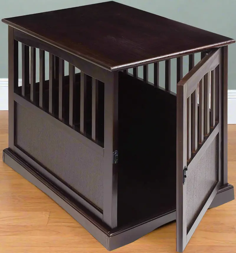 Wooden Dog Crate End Table – Stylish Dual-Purpose Pet Kennel & Living Room Furniture 4112021
