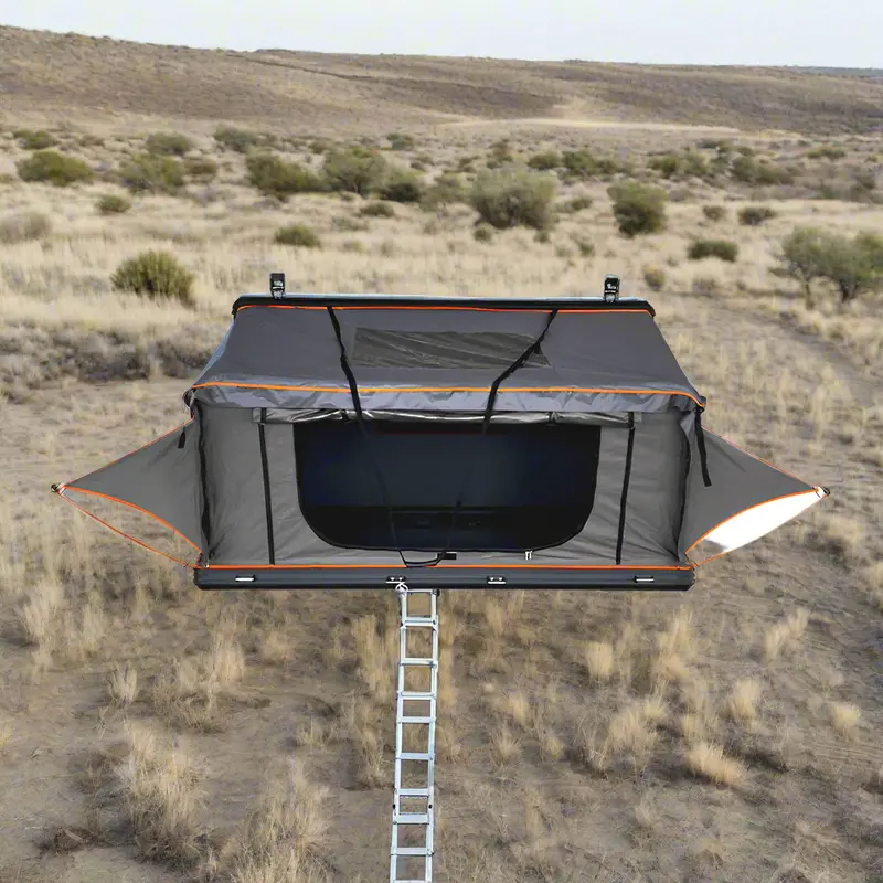 X3 Aluminum Rooftop Tent – Hard-Shell 2–3 Person Vehicle-Mounted Shelter with LED Lights & Ladder