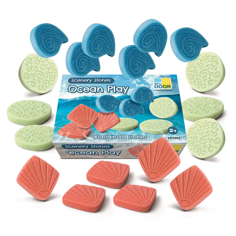 Yellow Door Ocean Play Scenery Stones – 18-Piece Naturalistic Imaginative Play Set