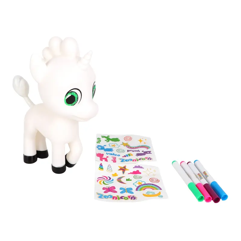 Zoonicorn Color Me Customizable 8″ Figure – Includes Markers & Stickers, Ages 3+