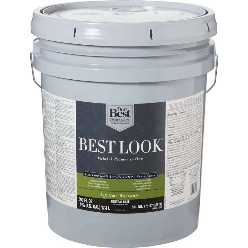 Best Look Exterior Acrylic Latex Paint & Primer In One – Semi-Gloss, Neutral Base, 5-Gallon Can 1