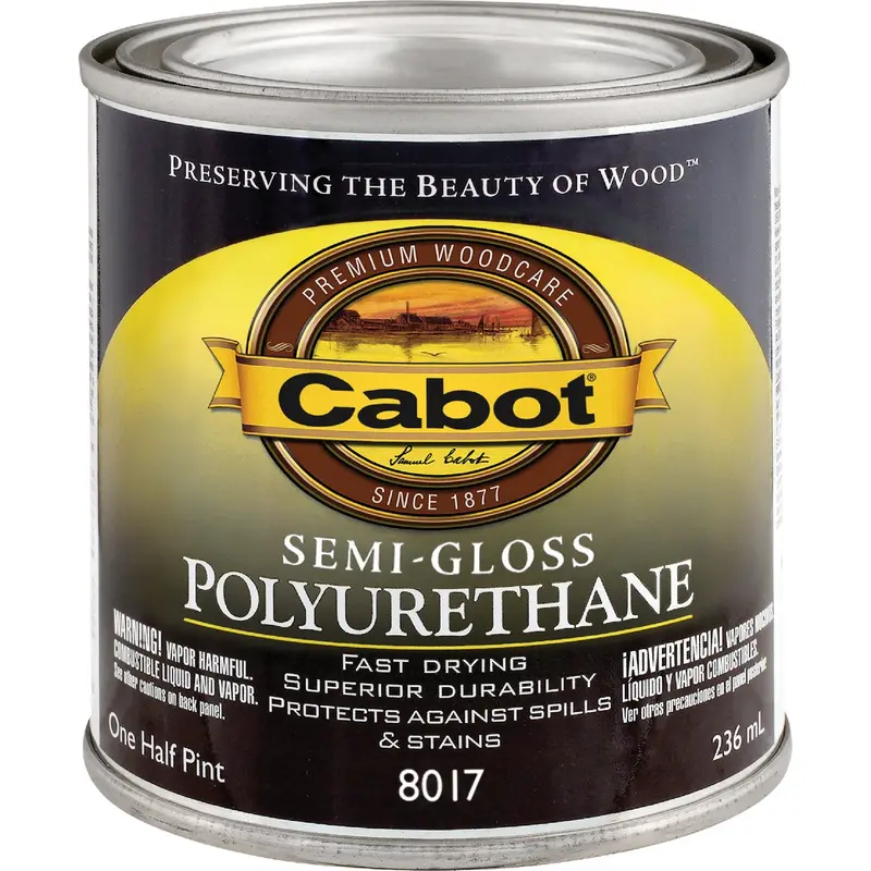 Cabot Semi-Gloss Interior Polyurethane — Protective Clear Topcoat, 1/2 Pint 1