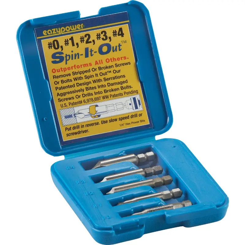 Eazypower Spin-It-Out Screw Extractor Set – 5-Piece Professional Kit 1