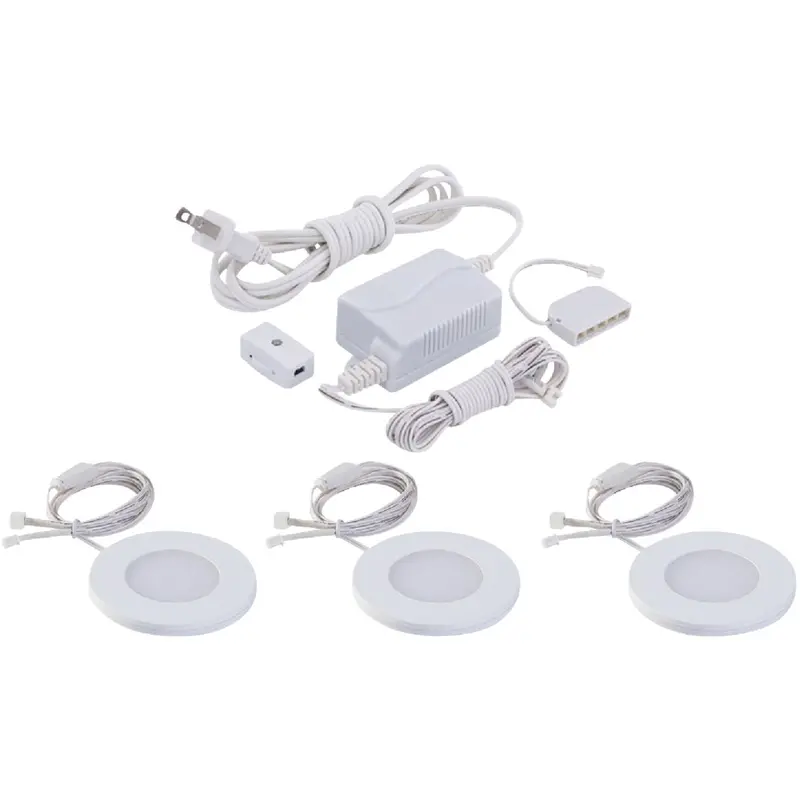 Liteline Led Under-Cabinet Puck Lights – 3" Diameter, Plug-In, White (3-Pack) 1