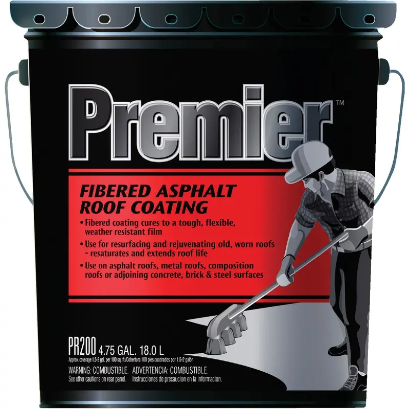 Premier 5-Gallon Fiber-Reinforced Asphalt Roof Coating For Waterproofing 1