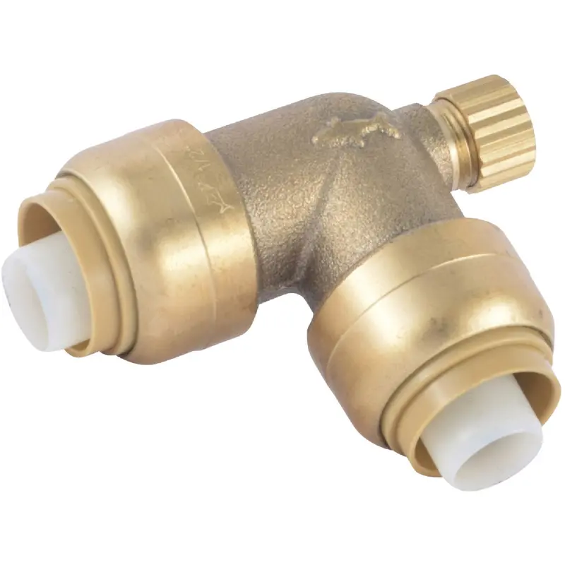 Sharkbite 1/2 In. Push-To-Connect 90° Brass Elbow Fitting With Drain Port 1