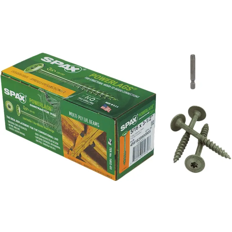 Spax Powerlags Exterior Structural Screws – 5/16" X 3.5", Washer Head, Galvanized (50-Pack) 1