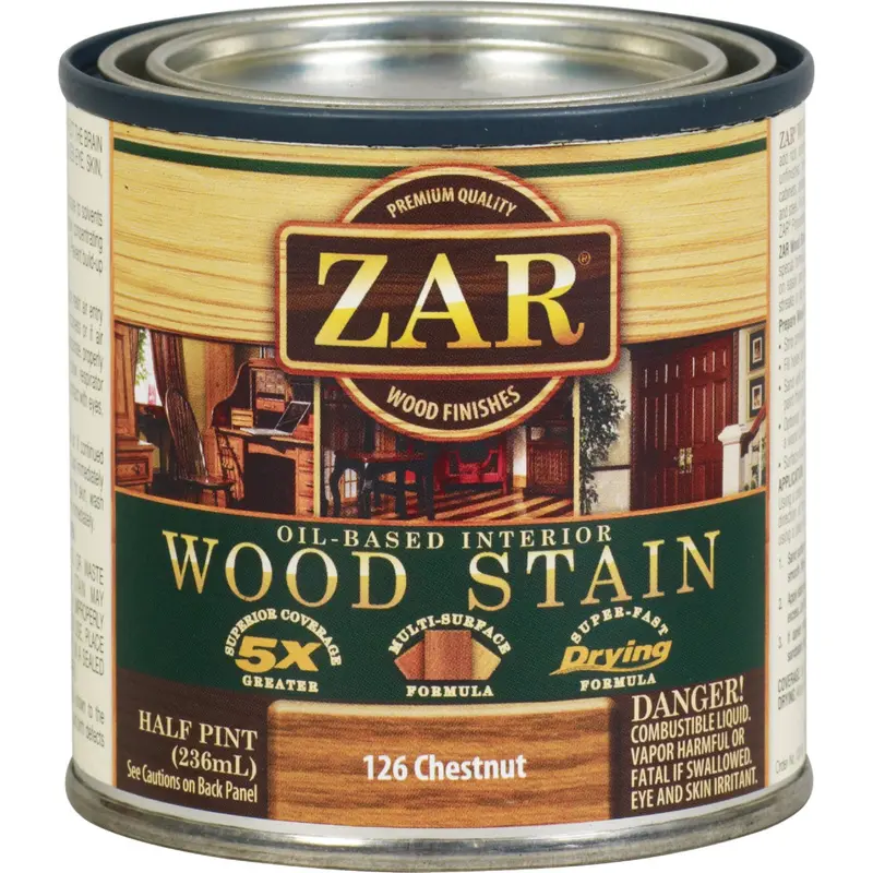 Zar Oil-Based Interior Wood Stain – Chestnut Color, 1/2-Pint Container 1