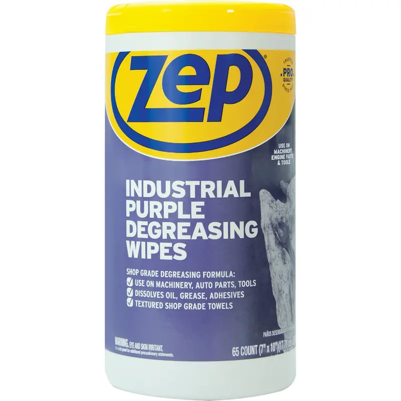 Zep Industrial Purple Heavy-Duty Cleaning And Degreasing Wipes – 65-Count Canister 1